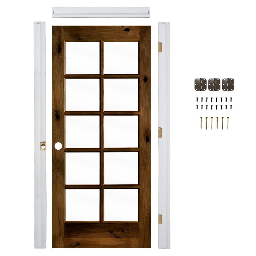 32in.x80in. Right-Hand 10Lite Clear Glass Provincial Stain Wood Assembly Required Interior Door Kit w/QuickAssemble Jamb price history on PriceWatchPro