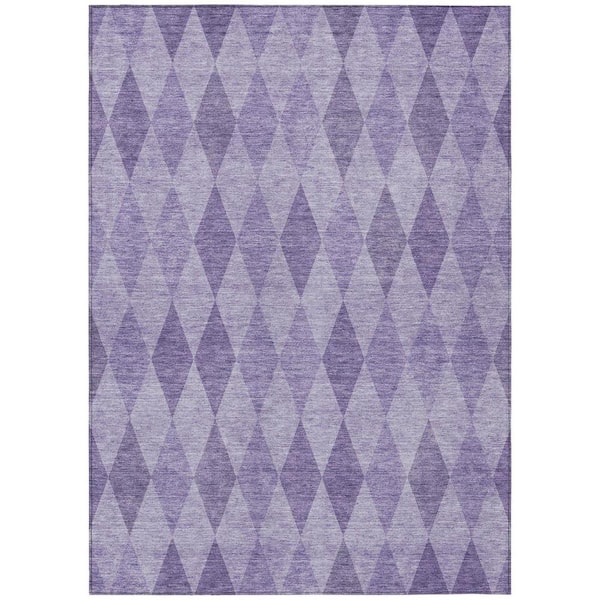 Purple 9 ft. x 12 ft. Woven Geometric Rectangle Indoor/Outdoor Area Rug