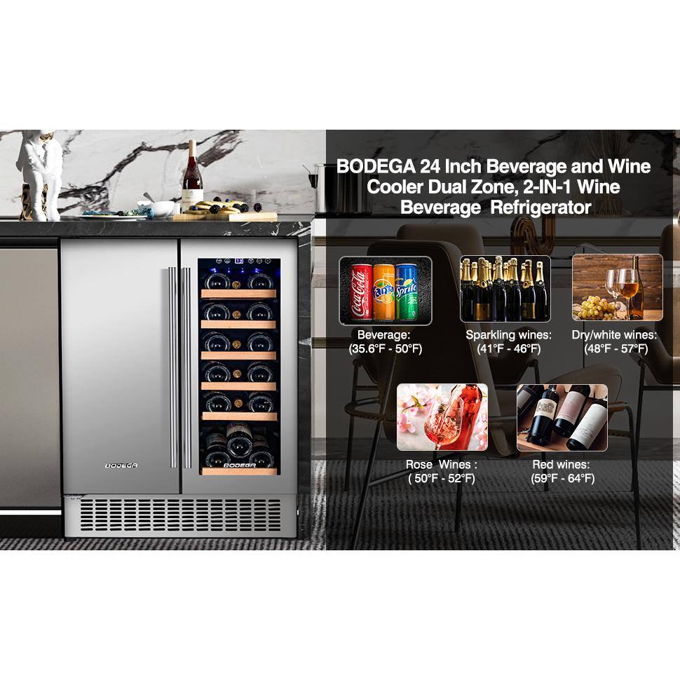 24-Inch Stainless Steel Dual Zone Beverage and Wine Cooler