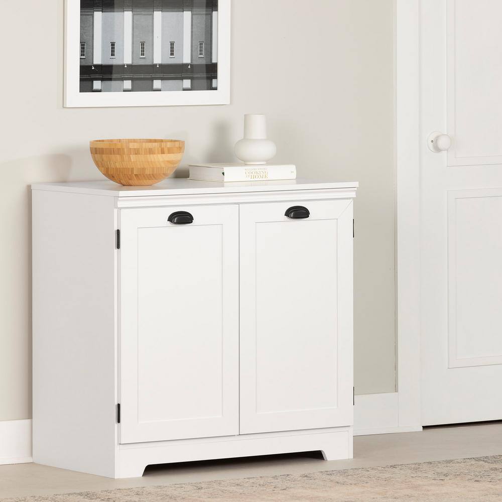 Harma 33" White Farmhouse Storage Cabinet with Adjustable Shelf