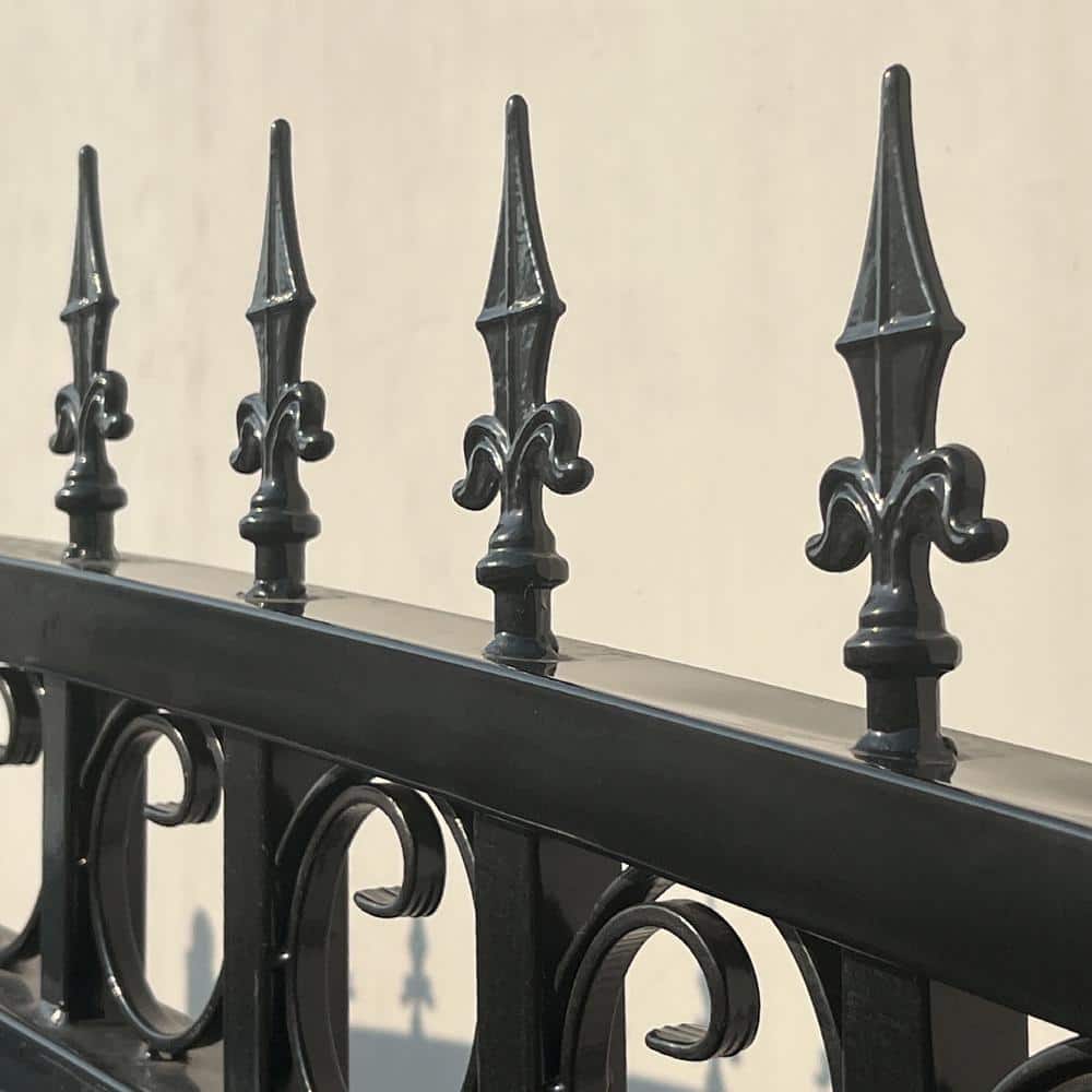 Prague Style Black Steel Dual Swing Driveway Gate 14x6 Feet