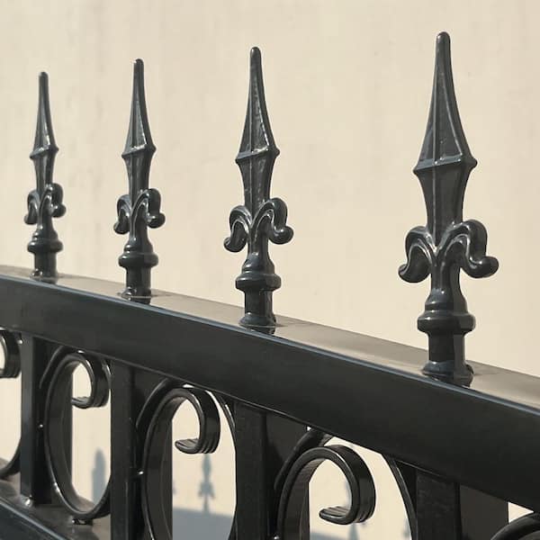 ALEKO Prague Style 14 ft. x 6 ft. Black Steel Dual Driveway Fence Gate