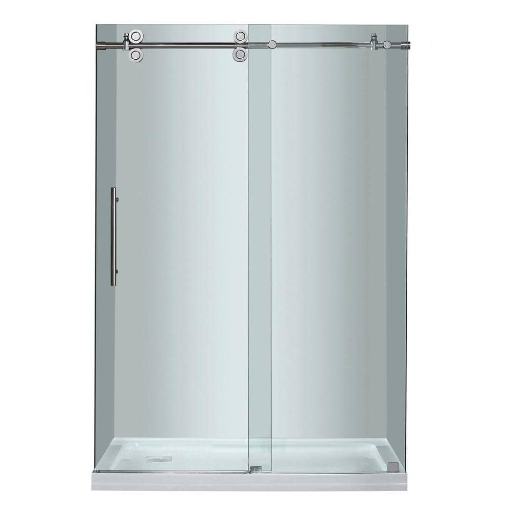 Langham 48'' Frameless Clear Tempered Glass Sliding Shower Door