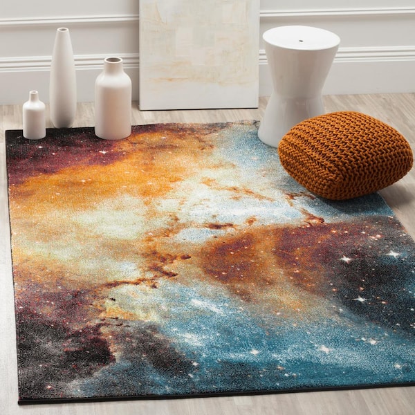 Galaxy Orange/Multi 8 ft. x 10 ft. Abstract Area Rug
