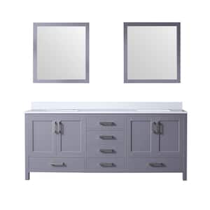 Jacques 80 in. W x 22 in. D Dark Grey Double Bath Vanity, White Quartz Top, and 30 in. Mirrors
