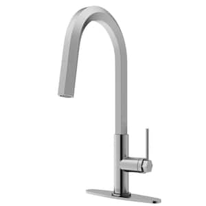 Hart Hexad Kitchen Single Handle Pull-Down Spout Kitchen Faucet Set with Deck Plate in Stainless Steel