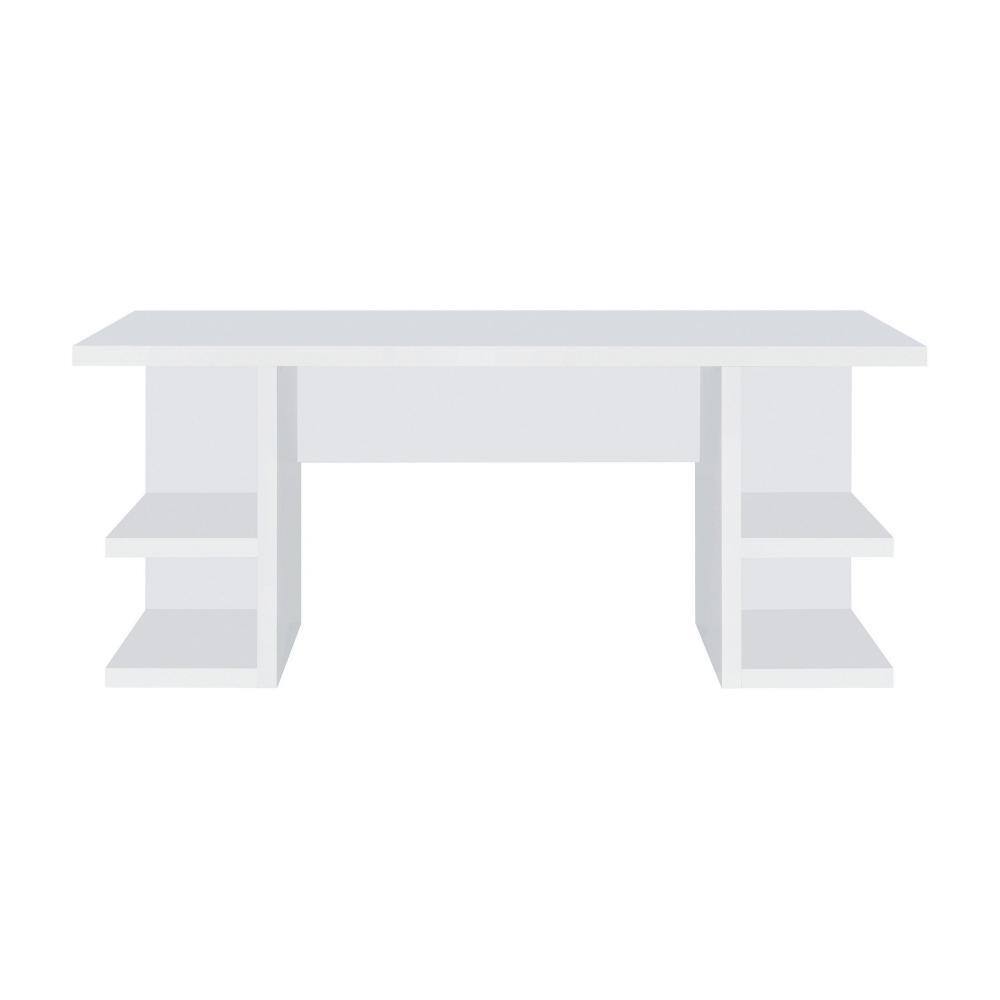 71 Inch White Wood Writing Desk with Drawer and Keyboard Tray