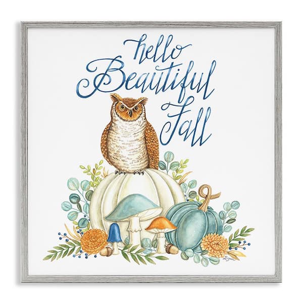 Stupell Industries Beautiful Fall with Owl by Deb Strain 1-Piece Framed Graphic Print Nature Poster Art Print 24 in. x 24 in.