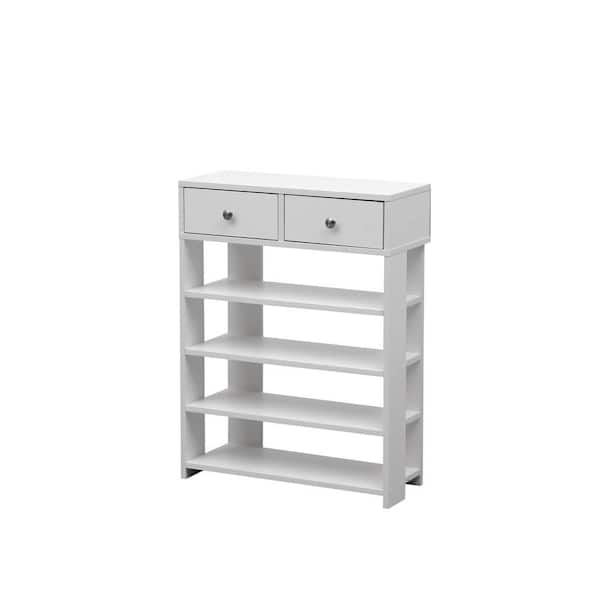 30.9 in. H x 9.4 in. W White MDF Shoe Storage Cabinet Suitable for Entrance Hallway Bring 2 Drawers