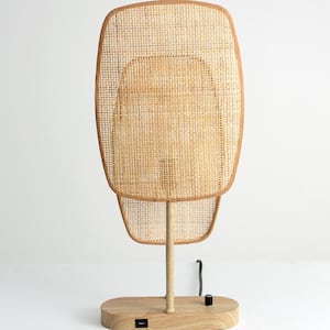 Amud, 22.93 in. Natural Indoor Standard Table Lamp, with Bamboo Panel Shade, No Bulbs Included