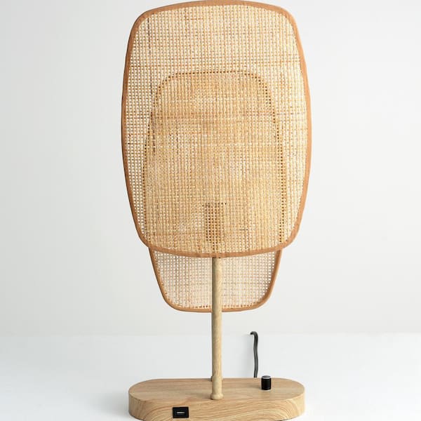 Vidalite Amud, 22.93 in. Natural Indoor Standard Table Lamp, with Bamboo Panel Shade, No Bulbs Included