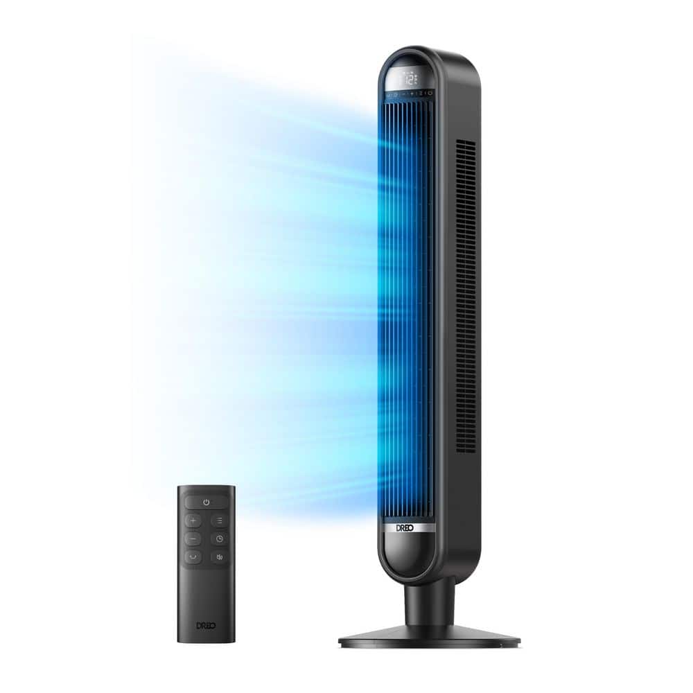 DREO Essential 42 in. 6 fan speeds Tower Fan in Black with Remote
