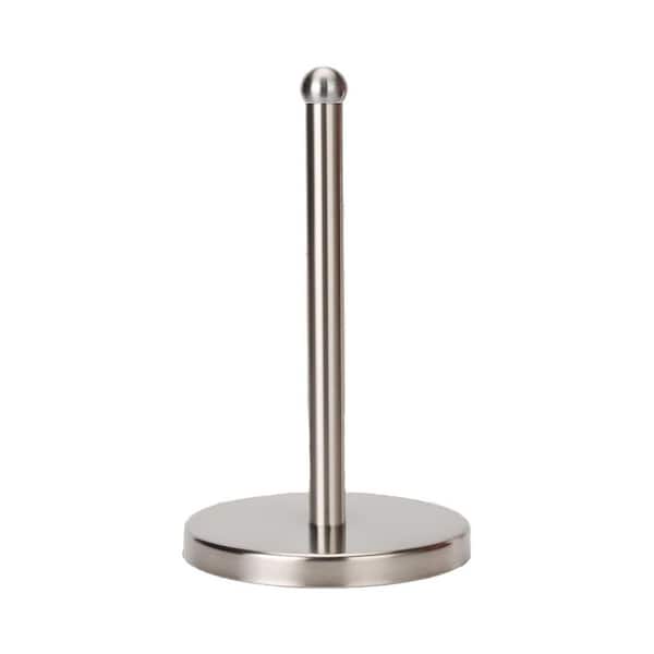 Countertop Mount Brushed Nickel Paper Towel Holder Stand with Weighted Base One-Handed Tear Easy Assembly 12.6x5.9