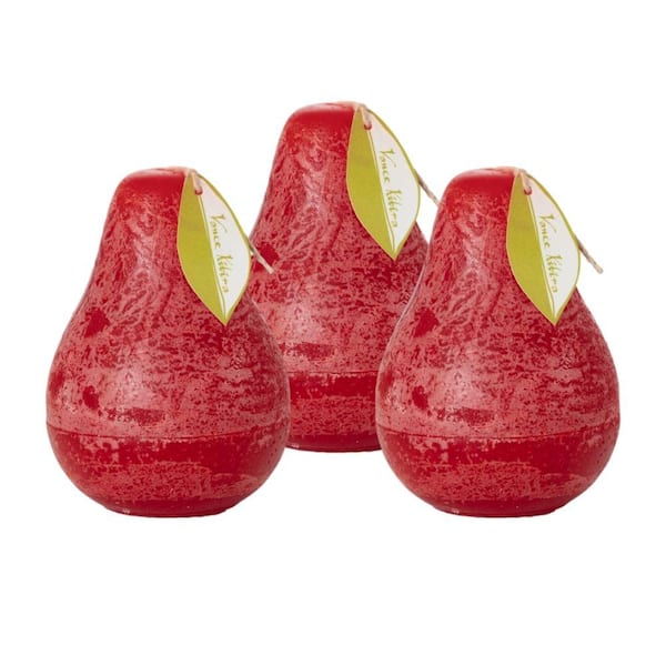 Vance Kitira 4.5" Cranberry Timber Pear Candles (Set of 3)