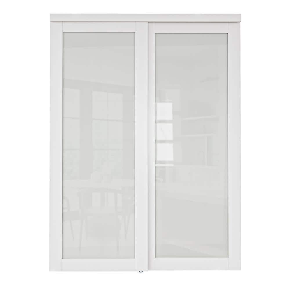 ARK DESIGN 60 in. x 80 in. 1-Lite Tempered Frosted Glass White Finished ...