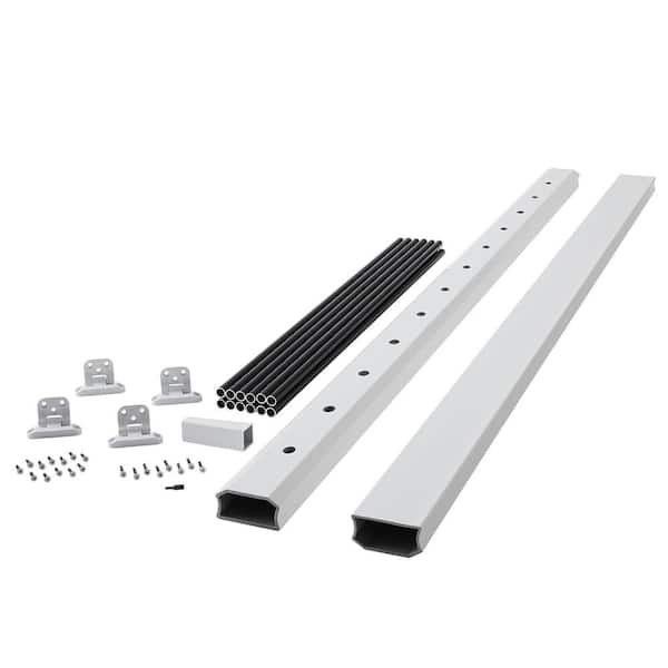 Fiberon ArmorGuard Regency 72 in. x 36 in. White Composite Stair Rail Kit with Aluminum Balusters
