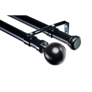 10 ft. Double Curtain Rod 1-1/8 in. Dia in Black with Ball 28-Finial
