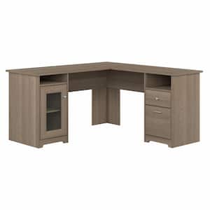 Cabot 60 in. W Ash Gray Shaped Computer Desk with Storage