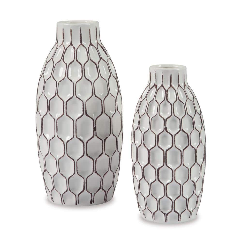 Contemporary White Ceramic Bouquet Table Vase 12"