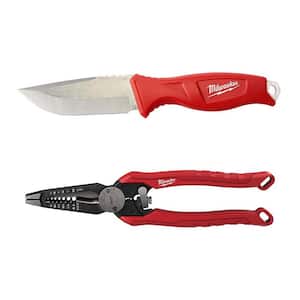4 in. Tradesman Fixed Blade Knife with 9 in. 7-in-1 High Leverage Combination Pliers