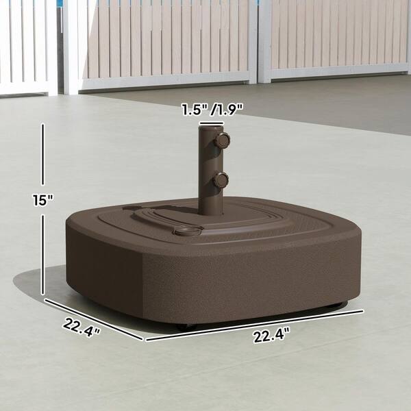 Outsunny Patio Umbrella Base Outdoor Umbrella Stand with Wheels for 1.5 inch/1.9 inch Umbrella Poles, Brown