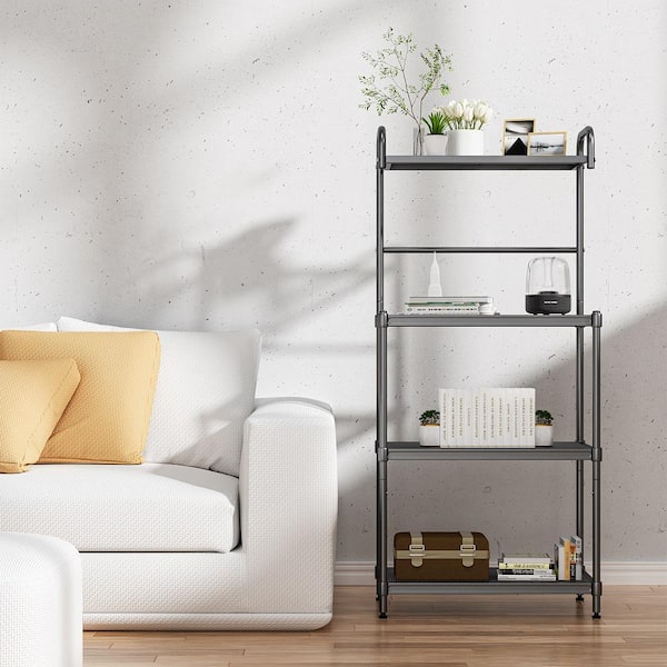 Silver Heavy Duty 4-Tier Iron Freestanding Shelving Unit 13.5"W x 23.5"D x 53.5"H 4-Shelf