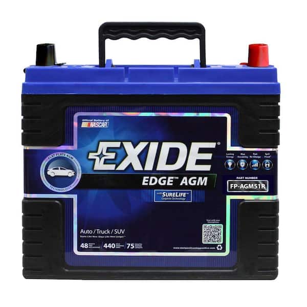 Exide Edge 12 volts Lead Acid 6-Cell 51R Group Size 440 Cold Cranking Amps (BCI) Auto AGM Battery