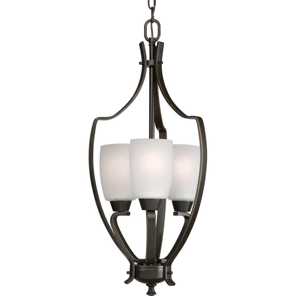 Wisten 3-Light Antique Bronze Foyer Pendant with Etched Glass