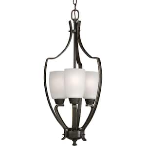 Wisten 3-Light Antique Bronze Foyer Pendant with Etched Glass