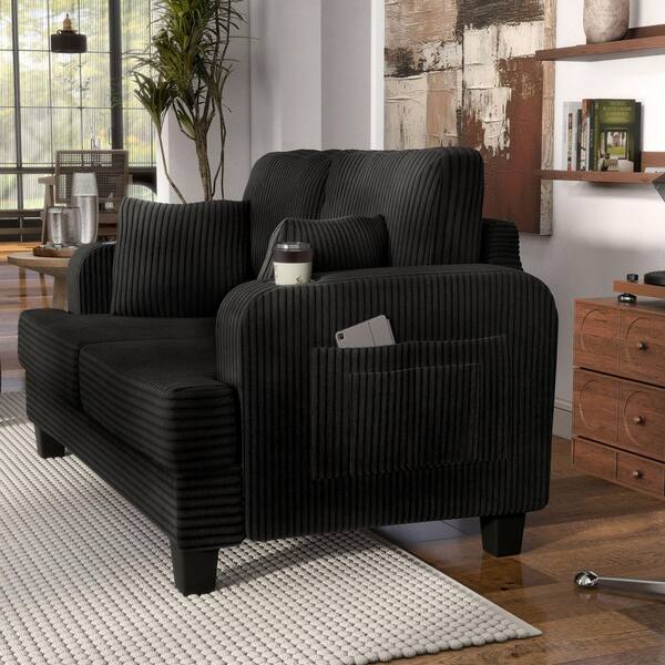 Furniture of America Kasin 60 in. Black Solid Chenille Rectangle 2