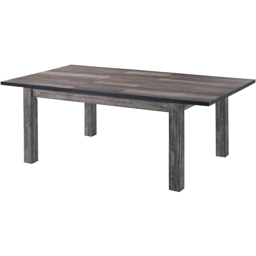 Rustic Gray Oak 8-Piece Dining Set with High-Back Chairs and Bench
