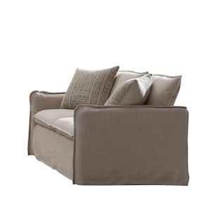 Upendo 36.2 in. Beige Solid Linen 2 Seat Loveseat with no Additional Feature
