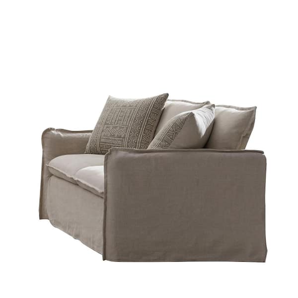 Acme Furniture Upendo 36.2 in. Beige Solid Linen 2 Seat Loveseat with no Additional Feature