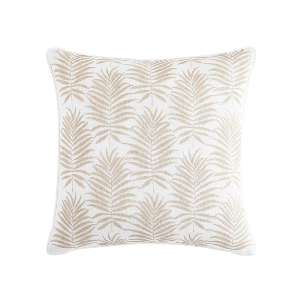 Island Estate Field of Fronds Light Beige Polyester Slub 20 x 20 Square Throw Pillow