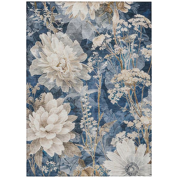 Chantille Machine Washable Indoor/Outdoor Abstract ACN2934 Navy 8 ft. x 10 ft. Area Rug