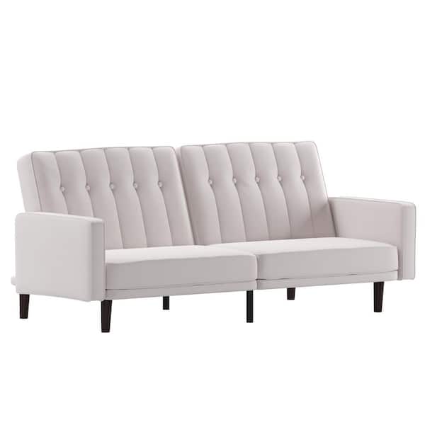 TAYLOR + LOGAN 75.5 in. Square Arm Fabric Living Room Sofa in Gray