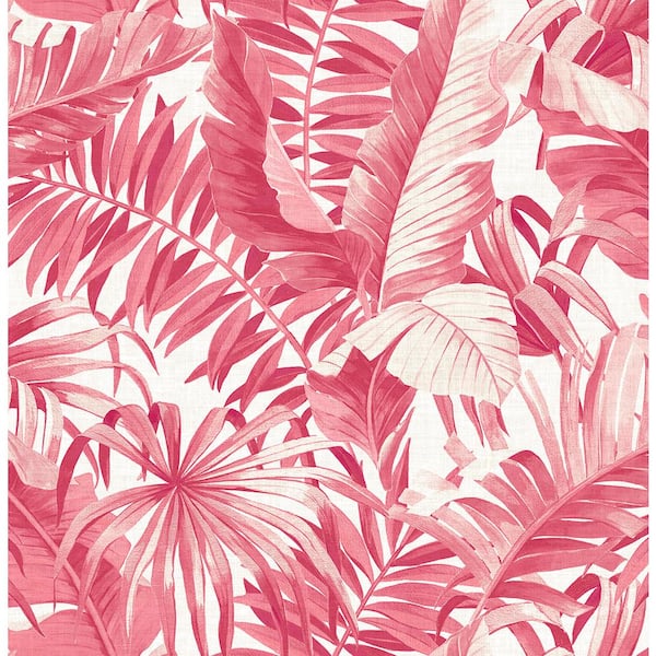 A-Street Prints Alfresco Pink Tropical Palm Pink Wallpaper Sample