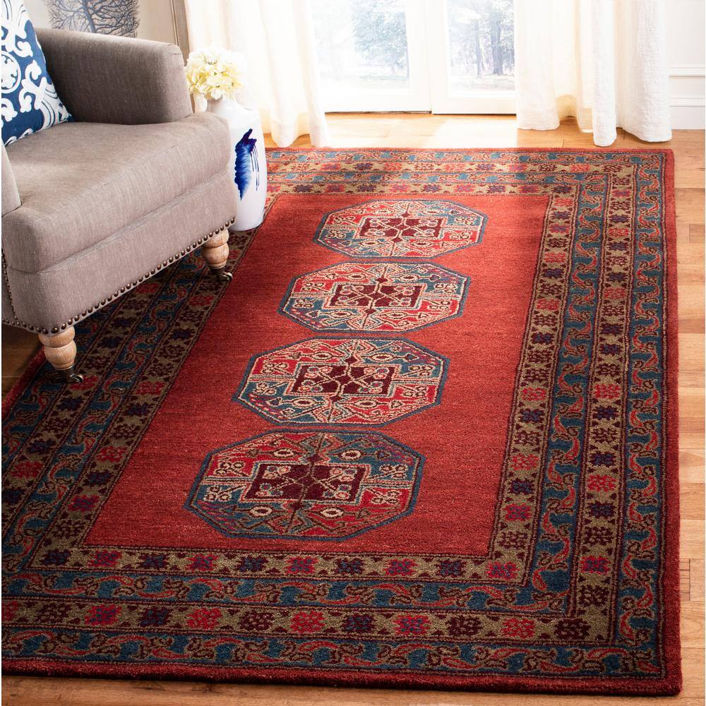 Heritage HG919 Hand Tufted Area Rug - Red - 6'x6' - Safavieh.
