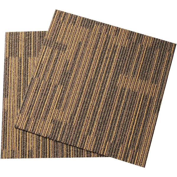 Brown Carpet Squares, 20 in. x 20 in., Peel and Stick Pattern Carpet Tiles Simple Self-Installation Squares 33 sq. ft.