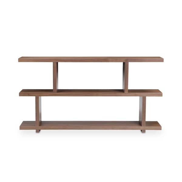 Soleil Walnut Brown 63 in. Bookcase with 5 Shelves and Durable Veneer Finish
