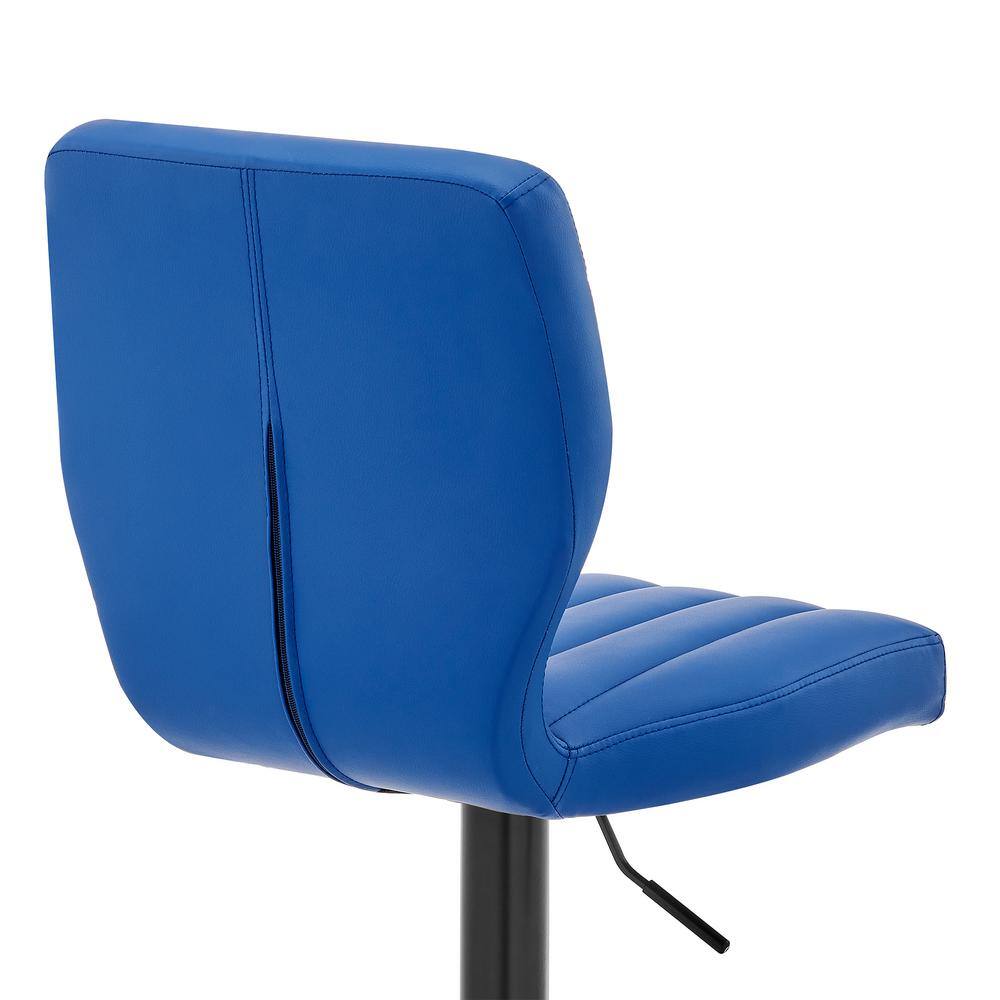Contempo Chic 17" Blue Faux Leather & Metal Swivel Adjustable Barstool