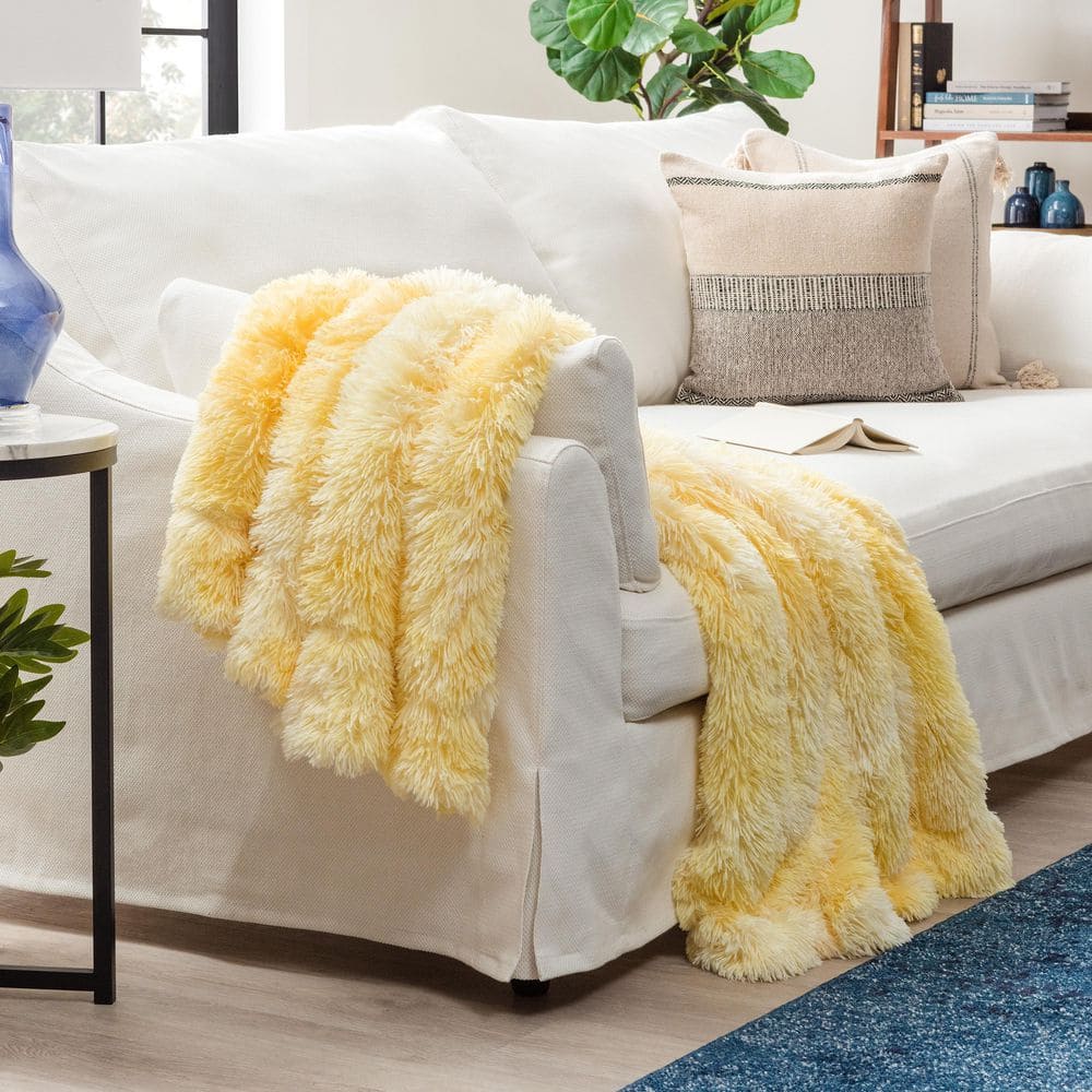 Yellow Faux Fur Sherpa Reversible Toddler Blanket