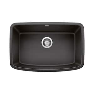 VALEA Black Granite Composite 27 in. x 18 in. Single Bowl Undermount Kitchen Sink