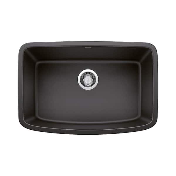 Blanco VALEA Black Granite Composite 27 in. x 18 in. Single Bowl Undermount Kitchen Sink