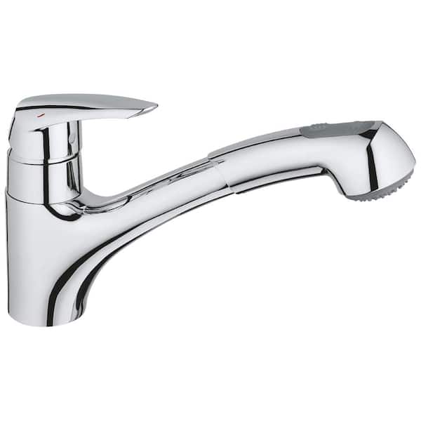GROHE Eurodisc Single-Handle Pull-Out Sprayer Kitchen Faucet in Chrome