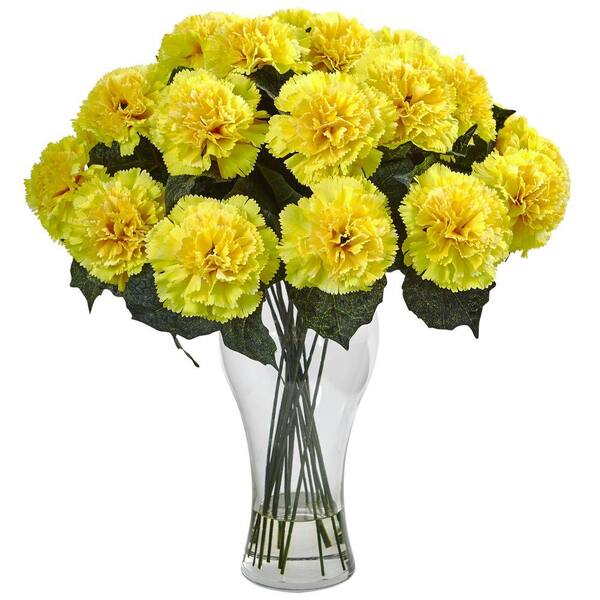 Nearly Natural Carnation Arrangement with Vase