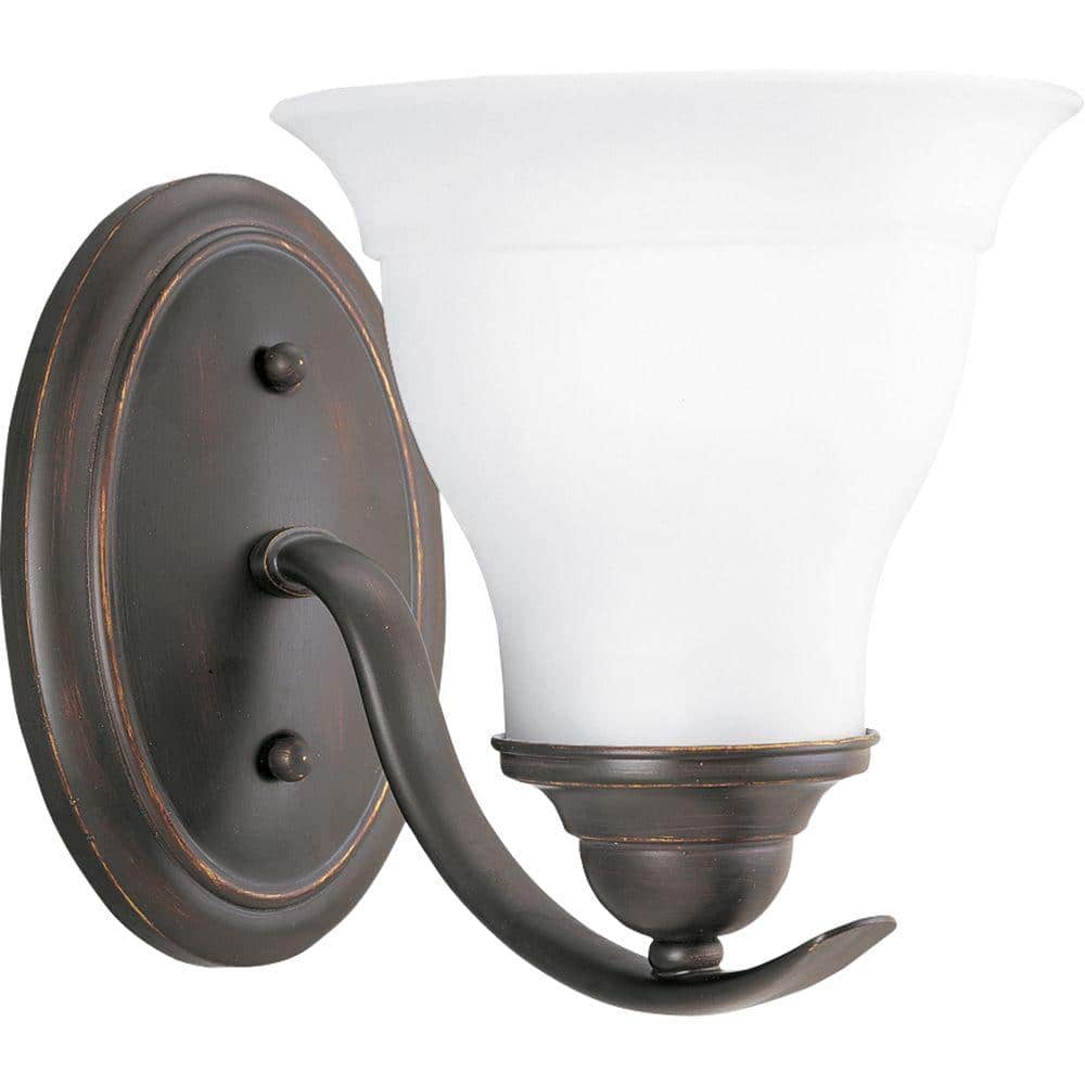 Antique Bronze Etched Glass One-Light Bath Vanity Fixture