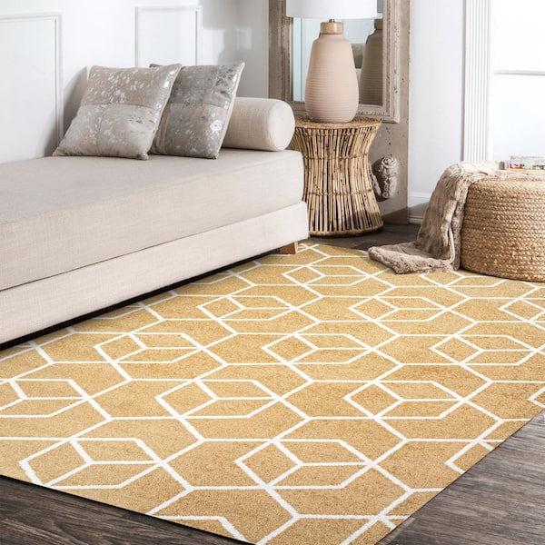 Mustard Geometric Rug Moroccan Trellis Runners Ochre Living Room