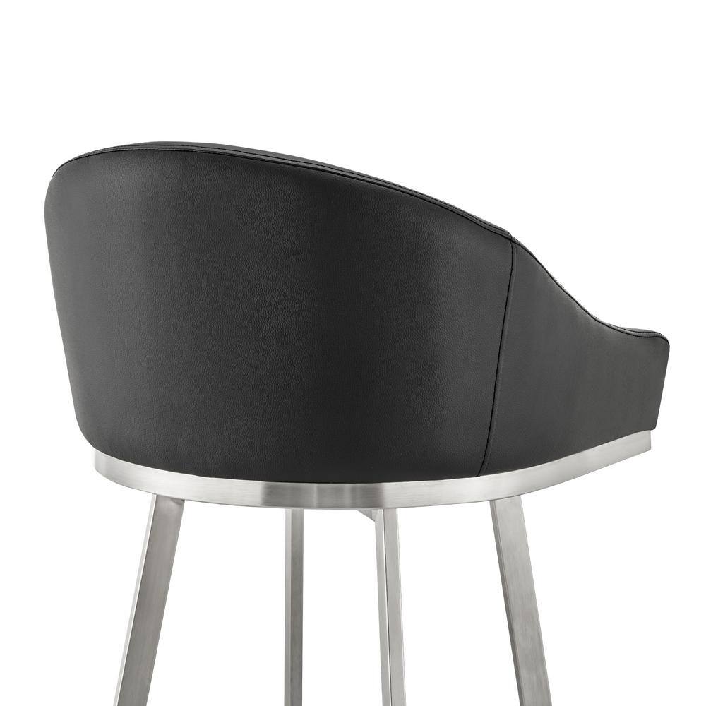 Eleanor 38.5" Black Leather & Metal Swivel Bar Stool