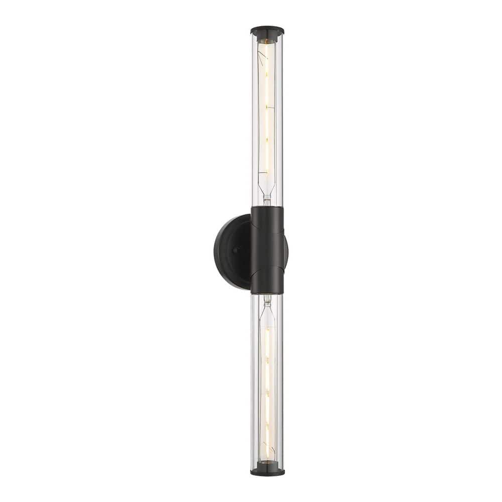 Modern 27 in. 2 Light Black Vanity Light with Glass Shade price history on PriceWatchPro